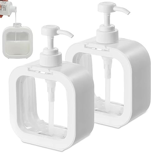 BNGXR Dispensador de Jabón, 2 Piezas 500ml Dispensador de jabón líquido de plástico, Botella de Bomba Recargable, para Baño, Cocina, Gel, Champu Ducha (Transparente)