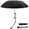 WILRAY UPF 50+Verstellbarer Regenschirm, Golfschirm mit verstellbarer universeller Klemme, für Stühle, Golfbeutel, Kinderwagen, Rollstuhl, Terrasse, tragbare Regenschirme (Black-XL)