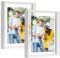 EXYGLO Juego de 2 Marcos de Fotos 20x25 cm Flotantes, Marco de Fotos Doble Cristal, Marco Doble Care para Colgar en la Pared o de pie Sobre la Mesa, Muestra Fotos de Hasta 24x29cm, Blanco.