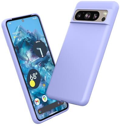 Foluu Designed for Google Pixel 8 Pro Case, Silicone Shockproof Phone Case with [Soft Anti-Scratch Microfiber Lining] for Google Pixel 8 Pro 2023 (Purple)