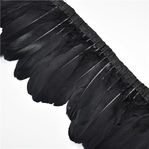 2 Meter Feder Trims Hochzeit Party Dekoration Fransen für Kleidung Makramee Federn DIY Farbige Federn Schwarz