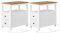 VASAGLE Beistelltisch, 2er Set, schmaler Nachttisch mit Steckdosenleiste, 2 Schubladen, Sofatisch, für kleine Räume, maritimer Stil, walnussbraun-weiß LCT649W01