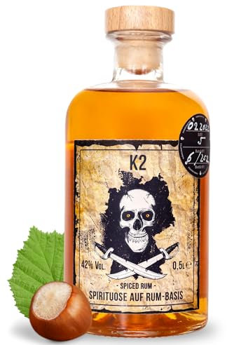 K2 Exquisiter Haselnuss Spiced Rum - 0,5L, 42% Vol - Deutsche Handwerkskunst trifft auf karibisches Flair (Spiced Rum)