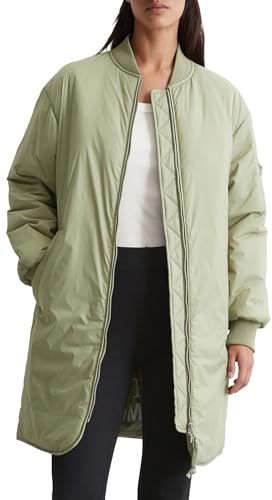 Marc O'Polo Denim Damen Übergangsjacke mit Strickkragen Long-Blouson, Grün (Green Bay), M