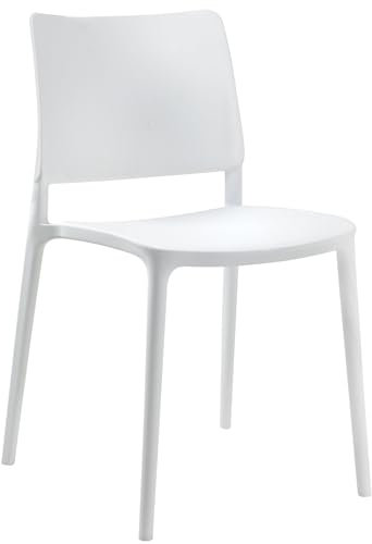 PAPATYA Joy-S 1er-Set Designer- Kunststoffstuhl, 200 kg belastbar, Leichter stapelbar Gartenstuhl, wetterfester Balkonstuhl, Terrassenstuhl, Hotelstühle, Restaurantstühle, Stapelstuhl (Weiß)