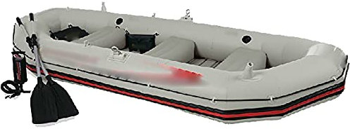 NOALED Kajak-Schlauchboot-Set, 2 Hauptluftkammern, 4-Personen-Bootsgruppe, Kajakfahren, Angeln, Schlauchboot, Gummiboot (Farbe: Grau, Größe: 328 x 145 x 48 cm) (Grau 32