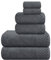 MyOwn Ultra-weiches 6er-Pack Baumwoll-Handtuch-Set, enthält 2 übergroße Badetücher 70 x 140 cm, 2 Handtücher 40 x 60 cm und 2 Waschbetten 30 x 30 cm, Holzkohle Grau