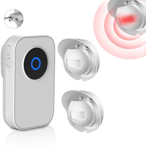 Timbre de puerta con detector de movimiento, alarma de paso con 38 tonos, detector de movimiento, alarma de puerta, alarma de entrada, timbre para negocios, hogar, mascotas, color blanco