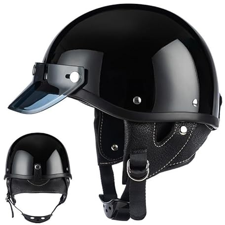 Demi-Casque de Moto Rétro de Style Allemand pour Hommes Et Femmes, Ouvert Vintage pour Cyclomoteur Adultes