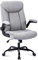 MZLEE Executive Office Chair, Ergonomic Computer Desk Chair Swivel Work Chair with Flip-up Armrest, Adjustable Height, Comfortable for Office Home Gaming(Grey Fabric)