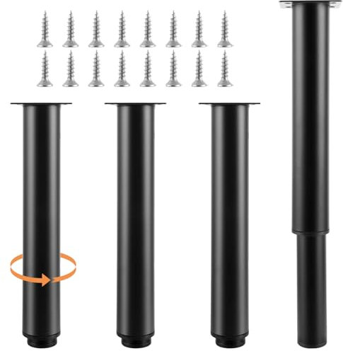 ZOFUN 4 patas ajustables para muebles, color negro, 25-43 cm de altura, metal, patas de cama para sofá, mesita de noche, armario, varios tipos de muebles