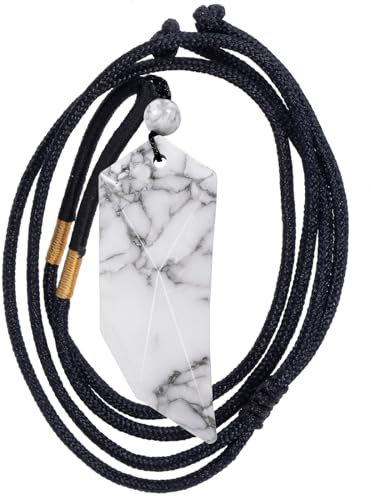 mookaitedecor White Howlite Turquoise Wolf Tooth Pendant Necklace for Men Women, Faceted Reiki Healing Crystal Norse Viking Necklace Spiritual Protection Crystal Necklace Gift for Men Boy Friend