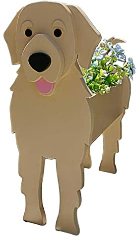 Golden Retriever Dog Planter Plant Pots, Cute Animal Flower Cactus Planter Pots For Outdoor Garden Decoration, Plant Storage Container Holder Dog Planters ( Color : B Golden Retriever , Size : 13*9Inc