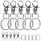 Piuluvor® 10 Stück Karabinerhaken Wirbelkarabiner Zinklegierung Scherenkarabiner Robust Bolzen Karabiner mit 10 Karabiner Rund für Hundeleine Schlüssel für Hunde Gepäckschnalle (Silber)