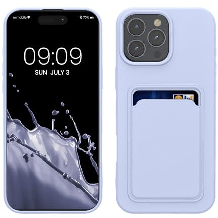 kwmobile Case Compatible with Apple iPhone 16 Pro Max Case - TPU Phone Cover with Credit Card Holder - Lavender