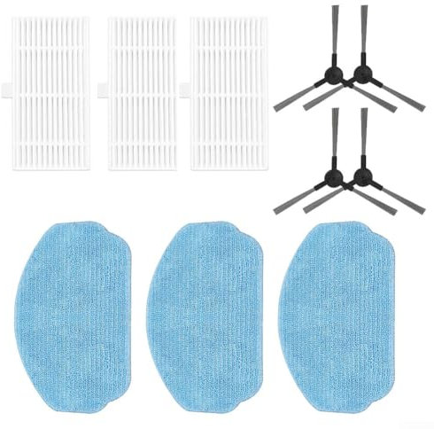 Accessori di Ricambio Adatti Per Conga 999 Origin-X-Treme Aspirapolvere Robot, Includono 3 Filtri Hepa, 3 Panni Per Mop, 4 Spazzole Laterali(A)