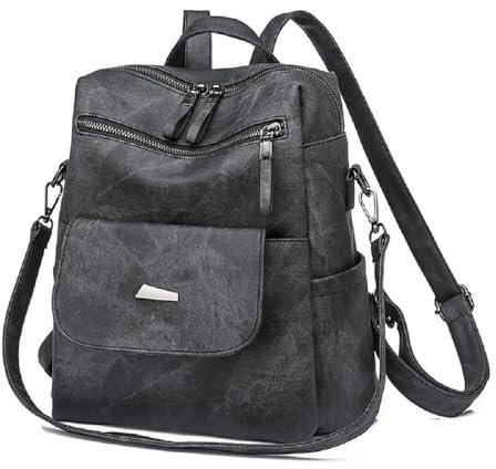 YALIZHNA Damen Rucksack Für PU Leder Schultertasche,Mode Wasserdicht Anti-Diebstahl Reiserucksack Frauen Rucksackhandtaschen (Schwarz)