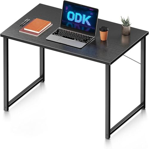 ODK Scrivania, 100 x 48 cm Piccola Scrivania con Gancio per Cuffie, Scrivania Computer per Stanze Piccole, Scrivania Ufficio in Casa (Nero, 80 x 40 cm)