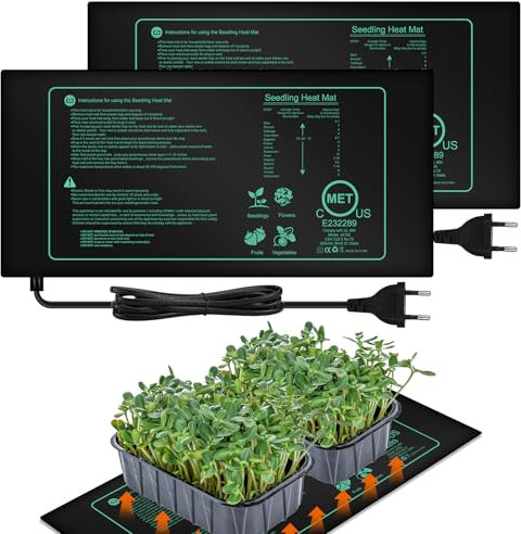 2 Stück Heizmatte Pflanzen,25cm x 52.5cm Reptil Heizmatten,Wärmematte für Sämling Germination und Haustier,21 W Heating Mat Plants,Temperatur Heizkissen,Heizmatte für Sämlinge,Haustiere und Reptilien