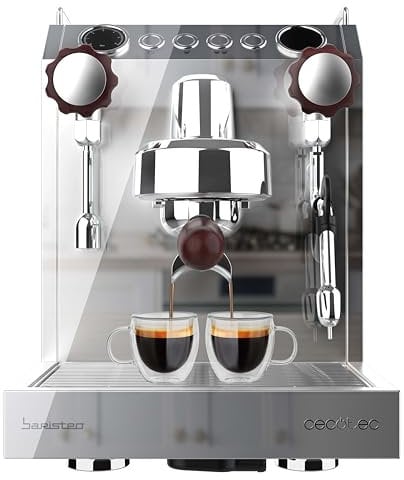 Cecotec Cafetera Express Barista Baristeo Classic. 2700W, Bomba 15 Bares, Control Pid, Doble Calentamiento, depósito 2.5L, Vaporizador, Grifos Profesionales, Extracción Crema, Diseño Profesional