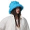 2025 Faux Pelz Winter Eimer Hut Frauen Warm Dicken Plüsch Fischer Kappe Damen Mode Im Freien Winddicht Fuzzy Hut(Blue)