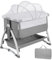 OPULENTHOME 4-in-1 Beistellbett Baby, Babybett mit Matratze und Moskitonetz, Babywiege, Schaukel- und Neigungsmodus, 7-Fach höhenverstellbar, für 0-36 Monate