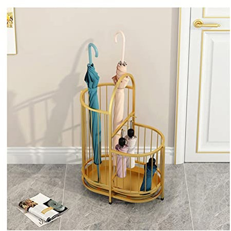 XMWOEIX Schirmständer Moderner Schirmhalter aus Schmiedeeisen, Schirm-Organizer mit großer Kapazität für den Flureingang, Schirmkorb für die Inneneinrichtung (Farbe: Gold, Größe: 40 x 24 x 55 cm)