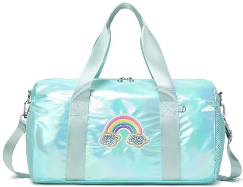 Sacs de Sport pour Enfant Sac Danse Classique Fille Arc en Ciel Sac Voyage Enfant avec Compartiment Poche Humide