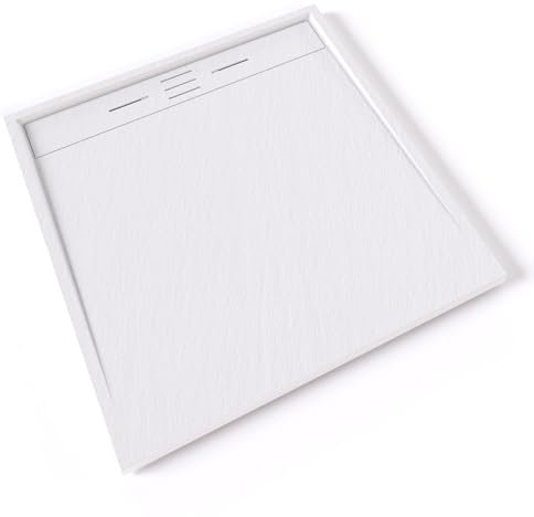 HIEMAL Receveur de douche 100 x 100 cm résine Blanc aspect ardoise + bonde incluse - Salle de bain
