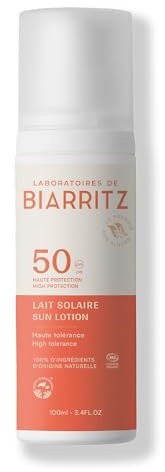 Laboratoires de Biarritz - Lait Solaire - SPF50 - Certifié Bio - Visage et Corps - Texture Onctueuse et Non Grasse - 100 ml - Fabriqué en France