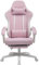 LUCKRACER Gaming Stuhl aus Stoff, Computer Bürostuhl mit Fußstütze, Racing Gamer Stuhl 150kg Belastbarkeit, 90-135° Rückenlehne einstellbar Ergonomischer PC Stuhl, 360° drehbar, Weiß-Rosa