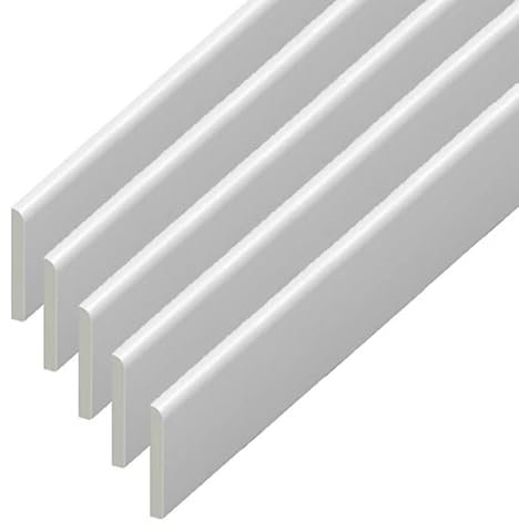 Windows4you UPVC Trim for Skirting and Architrave, 65mm x 2m, White, Pack of 5