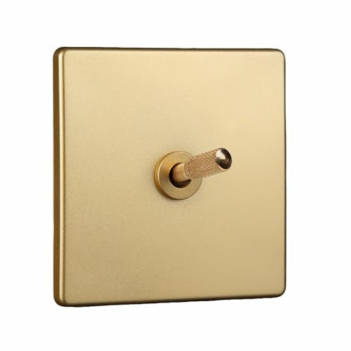 Interruptor de luz de pared retro de estilo industrial dorado Interruptor color latón Interruptor de palanca moleteado oro 86 Tipo 1-4 Gang 2 vías