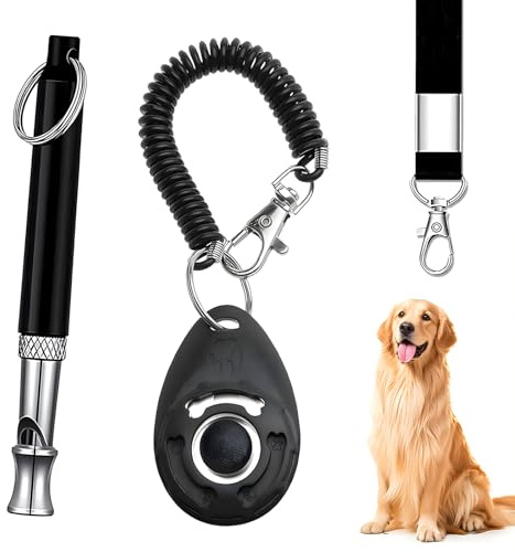3 Pack Professionelle Ultraschall Hundepfeife mit Lanyard, Hundetraining Clicker mit Handgelenk, Hundetrainingspfeife für Rückruf & Stoppen Bellen, Einstellbare Frequenz Welpen Clicker für Haustier