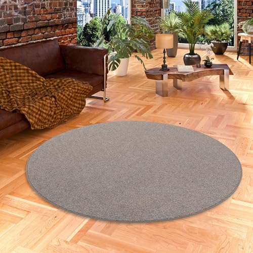 Snapstyle Natur Teppich Wolle Berber Anthrazit Rund in 7 Größen