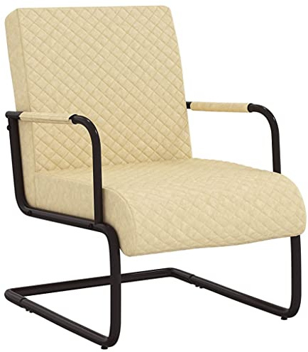 ZQQLVOO Freischwinger Creme Kunstleder Lounge Sessel ohrensessel mit hocker for Balkon Wohnzimmer