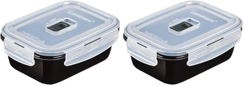 Luminarc Pure Box Lot de 2 récipients hermétiques en verre 16 x 11 x 7 cm - 82 cl bicolore