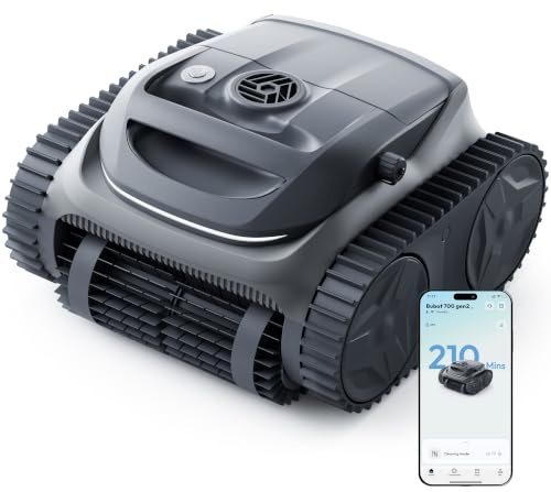 (2026 Neu) Bubot 700 Gen2 Kabelloser Poolreiniger bis 210Min Laufzeit, Grau | Dreimotor Poolroboter mit App & Intelligente Navigation, Reinigt Boden, Wände, Wasserlinie für Einbau- und Aufstellpools