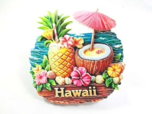 Hawaii Poly Magnet Souvenir Usa Insel Pazifik Beach Strand Cocktail (te128)