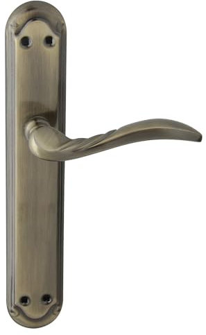 domino Türgriff Blind Drückergarnitur Langschildgarnitur Türklinke für Zimmertür, Bürotür, Kellertür & Innentür L-Form Türbeschläge aus Aluminium Bronze Türdrückergarnitur PETRA M3