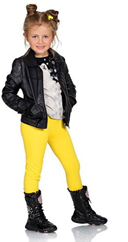 FUTURO FASHION Girls Children Full Length Plain Cotton Leggings Cycling Casual Wear Infant Trousers Leggings Solid Tights Pants for Kids 10 Years Yellow Child
