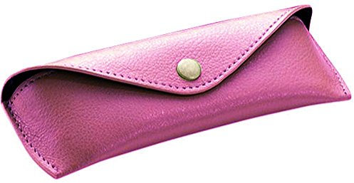 ALASSIO 2684 Custodia per occhiali in vera pelle, custodia per occhiali da sole e occhiali da sole, custodia in pelle con chiusura a scatto e chiusura a bottone in metallo, custodia in pelle, piccola,