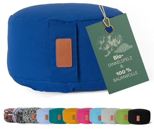 #DoYourYoga rundes Yogabolster - waschbarer Bezug, Bio-Dinkelspelz (KBA) Füllung, 30 x 15 cm, Yoga Kissen für Yin Yoga & Meditation - Navyblau