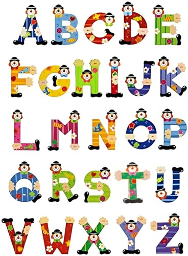 Sevi Holzbuchstaben Clown für Wunschname inkl Geschenkverpackung Türbuchstaben Kinderbuchstaben Holz Dekobuchstaben (9 Holzbuchstaben)