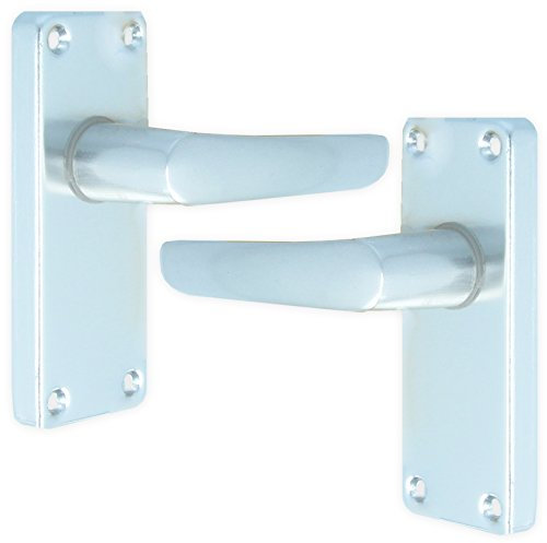 Silver Aluminium 100mm Straight Latch Door Handle Set