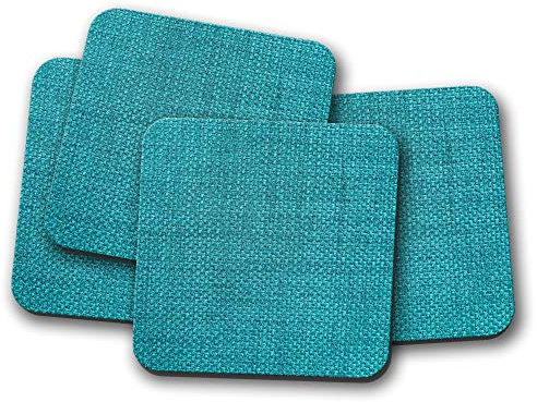 Lot de 4 dessous de verre en toile de jute turquoise – Cadeau pour maman et tante #15093