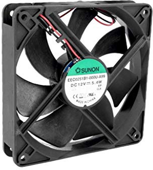 Ventilador 120 x 120 x 25 mm 12 V DC ventilador bola rodamiento 5,4 W 183,8 m3/h 45 dBA 3100 rpm EEC0251B1