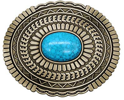 YOQUCOL Vintage Indian Elements American Western Cowboy Türkis Gürtelschnalle für Herren - Braun -