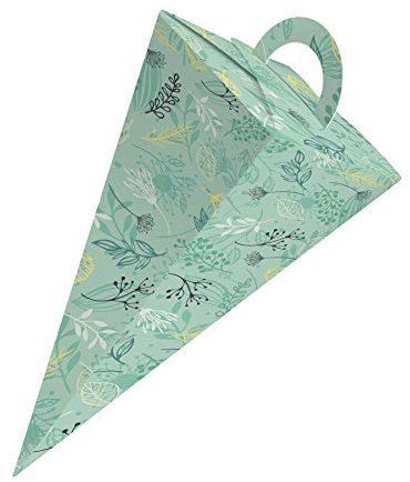 itenga Geschenktüte Schultüte mit Griff Karton 32 cm Muster Pflanzen Geschenkverpackung Gastgeschenk Tischdeko Einschulung Schulbeginn