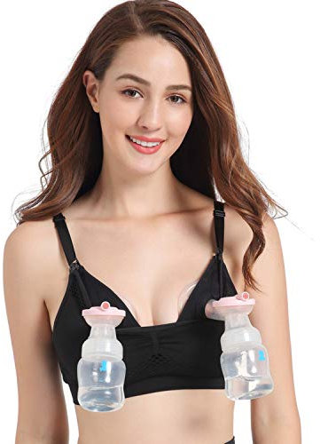 Zyorenc Hands-Free Breast Pump Nursing Bra Breathable Maternity Breastfeeding (as8, Alpha, xx_l, Regular, Regular, Black)